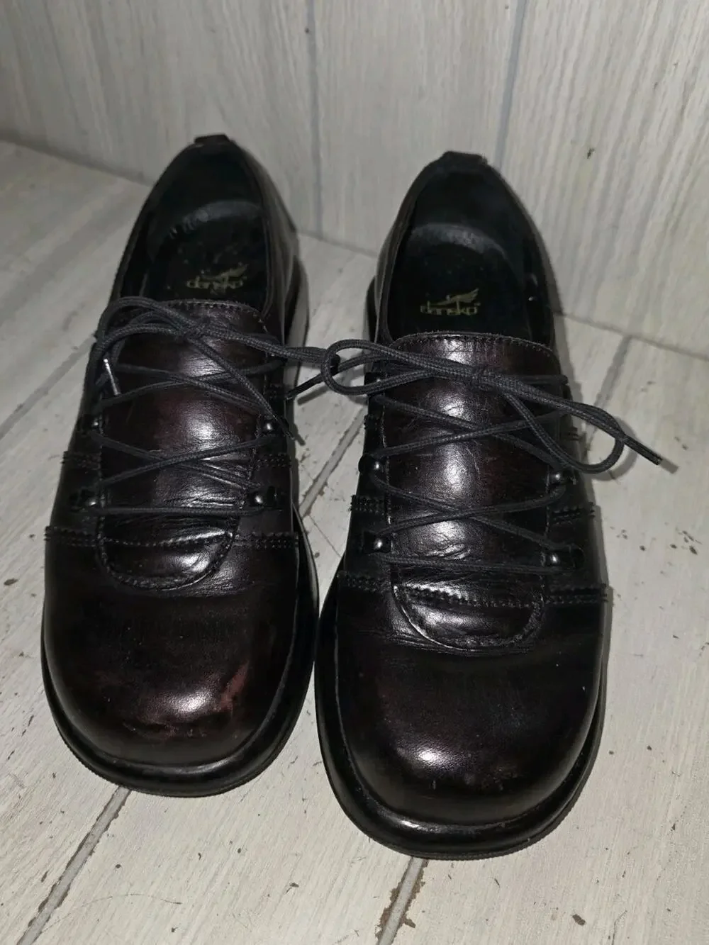 Vtg 90s Dansko Janika Platform Oxford Comfort Shoe Chunky Lug Sole Leather 9 Y2K